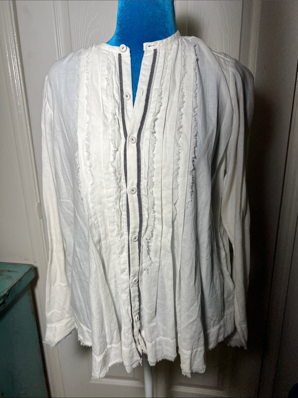 Pas De Calais Natural Works Project Cotton White Button Down Blouse Women’s 34 S